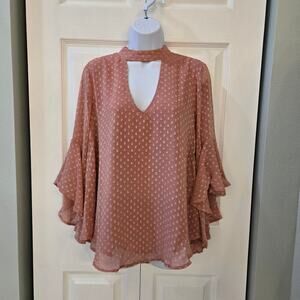 Band of Gypsies Petal Pink Bell Sleeve Cottagecore Boho chic Fairycore Coquette
